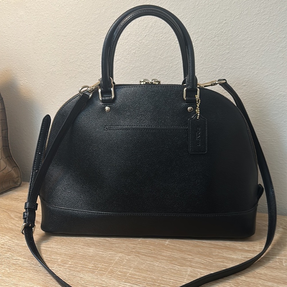 Coach “Sierra” Black Crossgrain Leather Top handle Two-Way Medium Satchel F57524 - Picture 2 of 6
